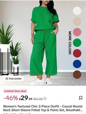 Women’s Green Relaxed Pant Set